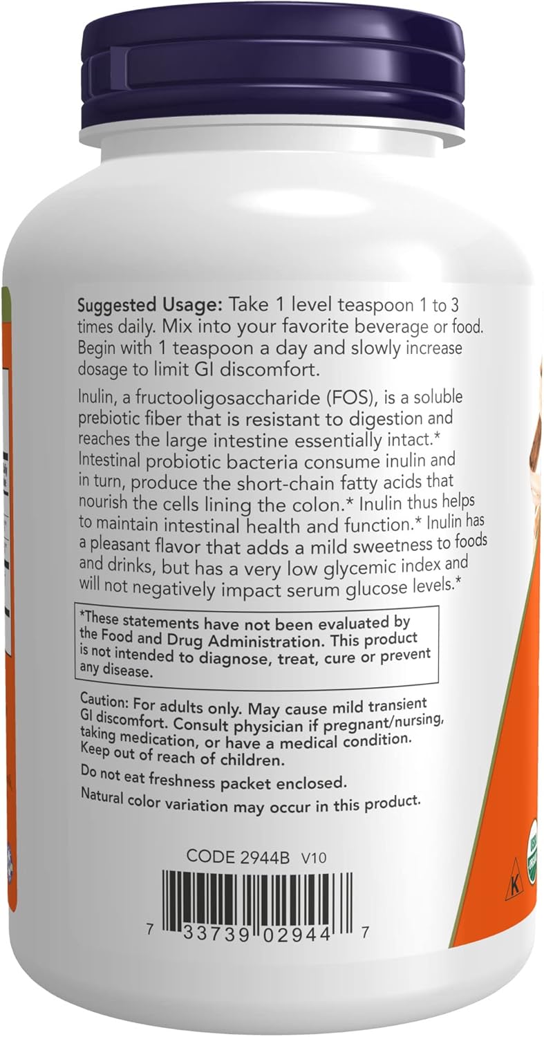 now مسحوق الإينولين العضوي من NOW - 8 أونصات - Image 3