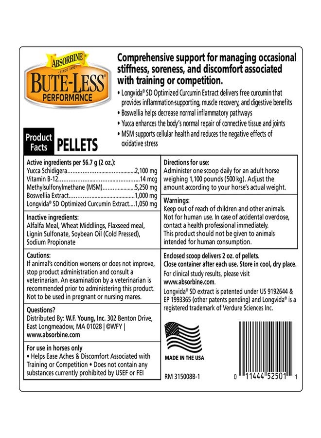 Absorbine Bute-Less Performance Advanced Formula Horse Supplement Pellets, Supports Healthy Inflammatory Response & GI Tract, 3.75lb Tub / 30 Day Supply - Image 2