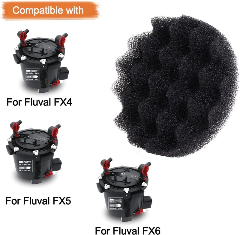 Swess FX4 Filter Media 8 Pack Compatible with Fluval FX4FX5FX6 Canister Foam  FX6 Carbon Filter Pads Replacement Aquarium Filter Accessories 669 x 669 x 157 Inch Black - Image 5