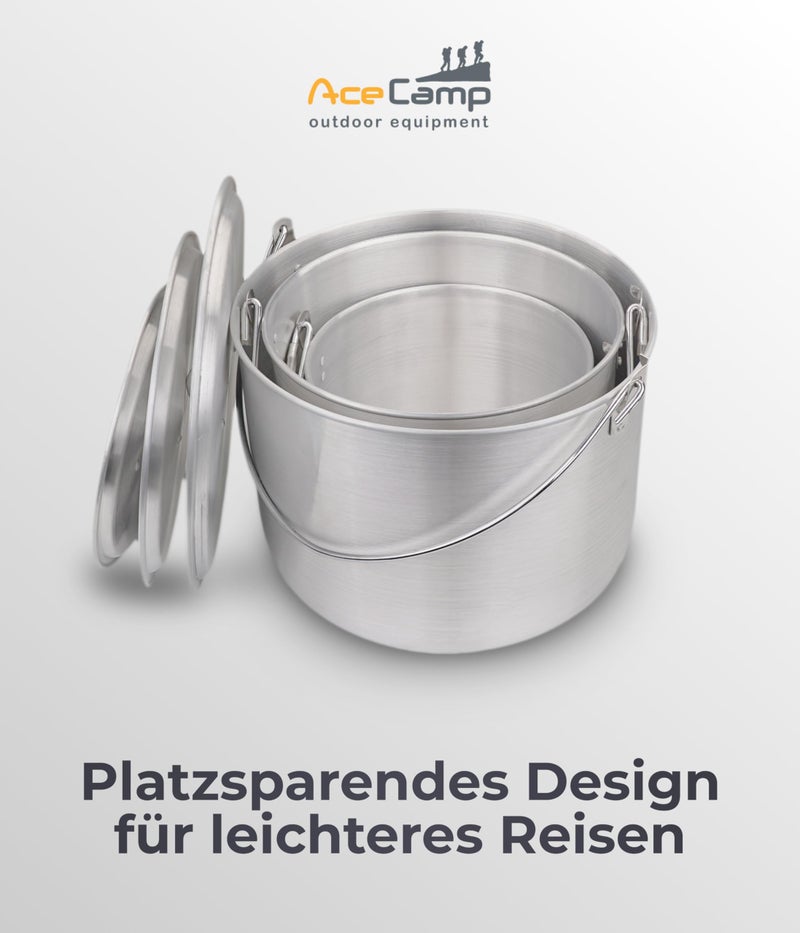 AceCampÂ® Camping Pot for Gas Stove Made of Aluminium with Handle and Lid [4L] - Camping Pots for Gas Cookers, Grills and Fire - Camping Pot Set Camping Pot - Camping Cooking Pot Set Camping - Image 5
