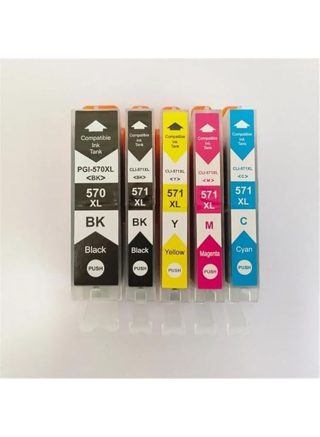 مجموعة خراطيش حبر متوافقة PGI 570 CLI 571 عدد 5 قطع لـ MG5750 MG5751 MG5752 MG5753 MG6850 MG6851 TS5050 - Image 1