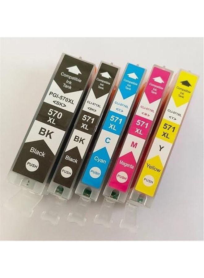 مجموعة خراطيش حبر متوافقة PGI 570 CLI 571 عدد 5 قطع لـ MG5750 MG5751 MG5752 MG5753 MG6850 MG6851 TS5050 - Image 4