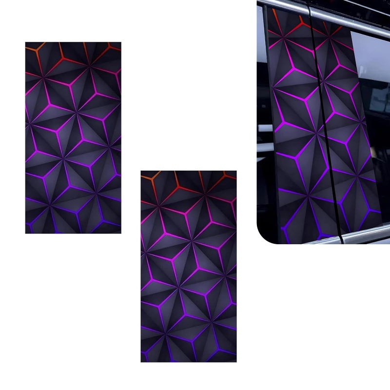 Hugwits 2 PCS Car Door BPillar Sticker Personalized Geometry Hexagon Pattern Middle Pillar Decal 984 x 196 Waterproof Scratch Car Protection Cover Universal for Most Cars Multicolored - Image 3