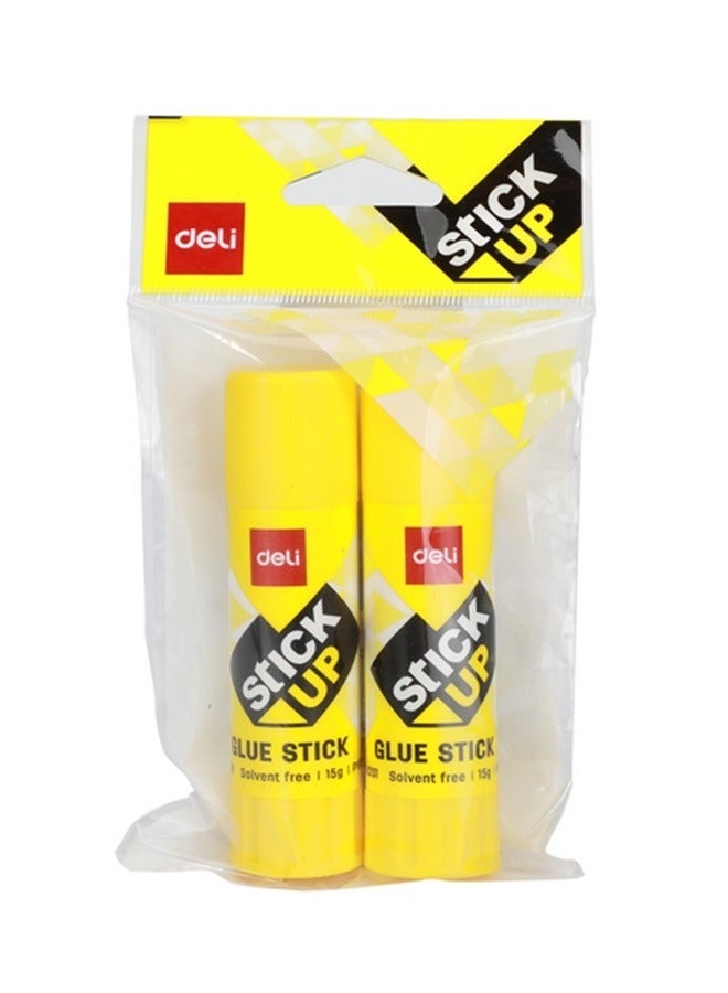 Deli 2-Piece Stick Up Strong Adhesive Glue Stick White 15g - Image 1