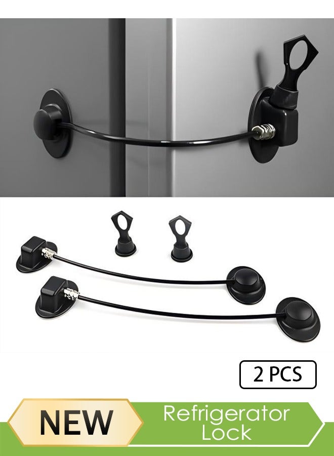 2-Piece Chilproof Fridge Freezer Door Lock,efrigerator Lock with Key Self-adhesive Freezer Door Drawer Lock Without Punching Child Safety Lock Furniture Sliding Window Limiter Mini Anti-theft Lock  - Image 1