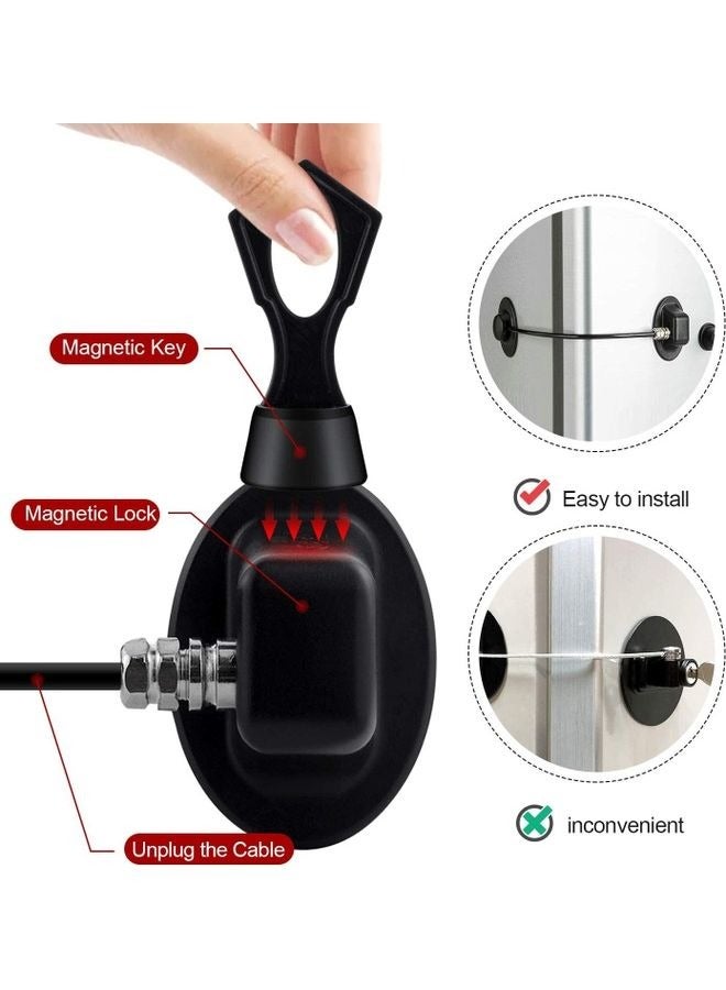 2-Piece Chilproof Fridge Freezer Door Lock,efrigerator Lock with Key Self-adhesive Freezer Door Drawer Lock Without Punching Child Safety Lock Furniture Sliding Window Limiter Mini Anti-theft Lock  - Image 2