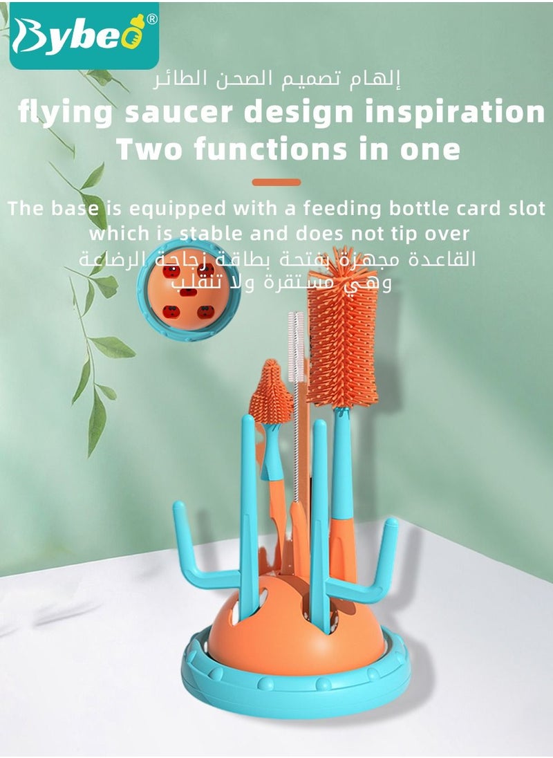 Bybeo 4 in 1 Silicone Baby Bottle Cleaning Brush Set with Stand, 360° Rotating Water Bottles Cleaner, Cup Gap Clean Brushes  - Image 3