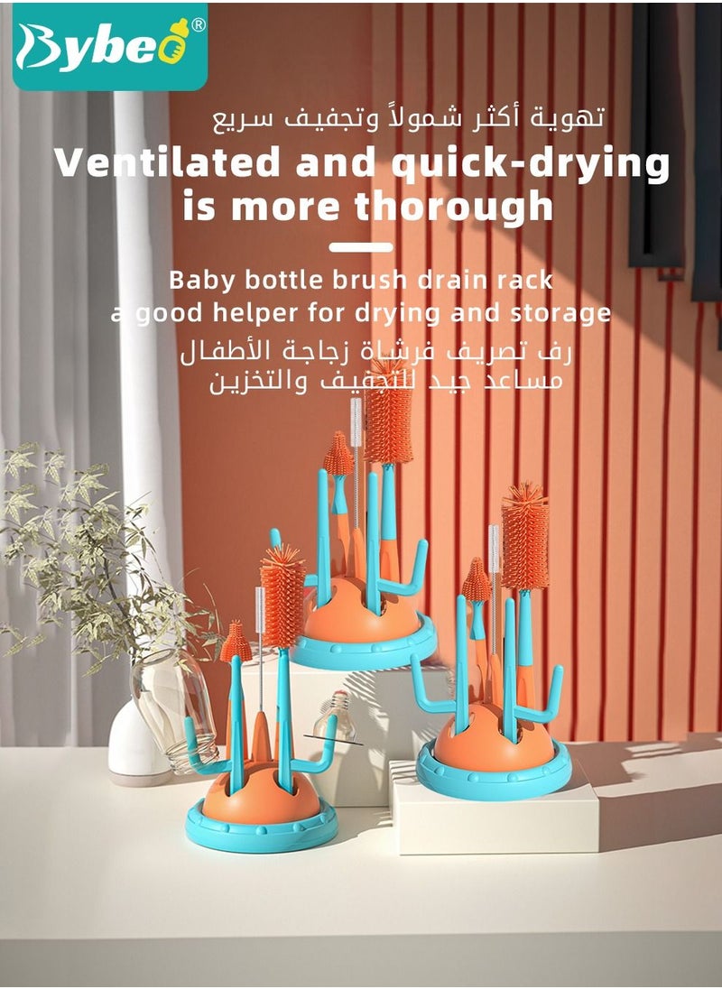 Bybeo 4 in 1 Silicone Baby Bottle Cleaning Brush Set with Stand, 360° Rotating Water Bottles Cleaner, Cup Gap Clean Brushes  - Image 2