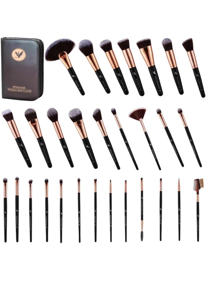 daroge 29-Piece Makeup Brush Set Black/Rose Gold - Image 1