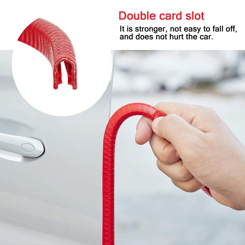 TOMALL Car Door Protector Strip Red, Car Door Guards U Shape Rubber Seal Protector, Anti-Collision Anti-Scratch Waterproof Car Decorative Moulding Strips 5M(16ft) - Image 3
