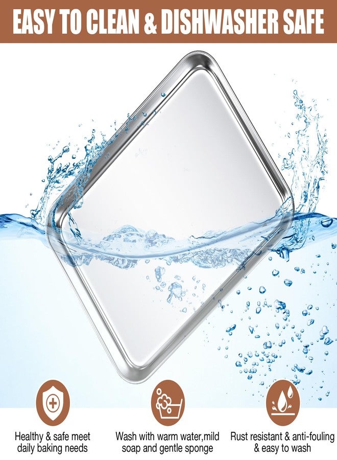 Potchen 18 Pcs Baking Sheet Pan Set 9 x 6.7 x 1 Inches Cookie Sheet Small Toaster Oven Stainless Steel Tray Barbecue Grill Rectangle Trays, Non-stick, Easy Clean - Image 4