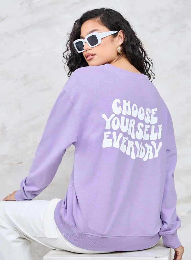 Styli Regular Fit Slogan Print Regular Length Sweatshirt
