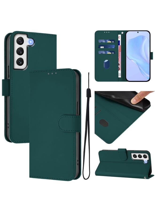 اس-توب جراب لهاتف Samsung Galaxy S22 5G مصنوع من الجلد بلون سادة مع حبل تعليق - Image 1