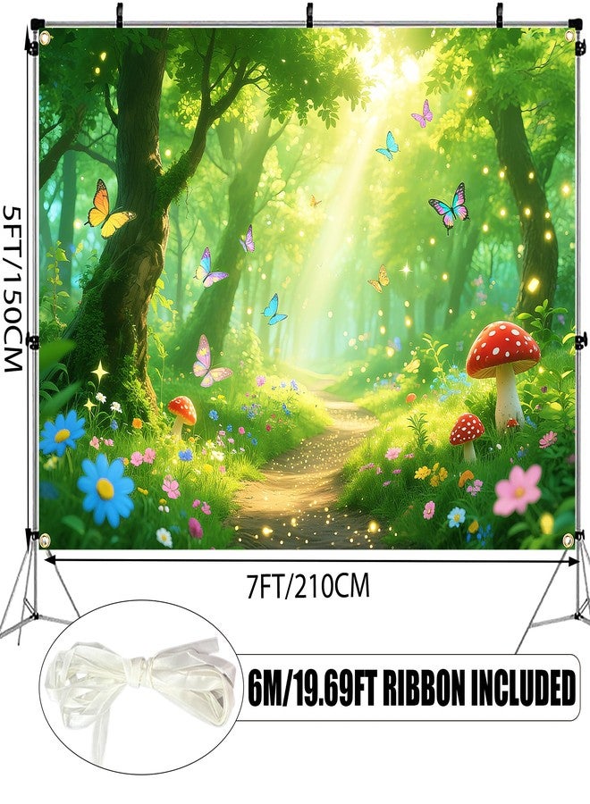 Gaofly 7x5FT Enchanted Forest Backdrop with 19.68FT Ribbon - Magic Fairy Garden Photography Background for Party, Birthday Decor, Spring Photo Booth Props - Image 2