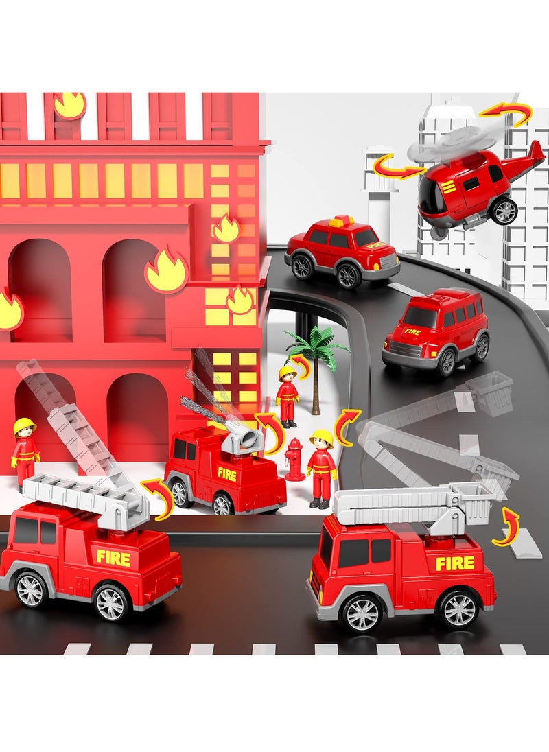 Excefore - Fire Toys for 3 4 5 6 Years Old Boys Girls - 7 in 1 Carrier Truck Transport for Toddlers 1-3, Friction Power Vehicles for Kids 3-5, Birthday Gifts for Boys & Girls 3-5 Years Old - Image 1