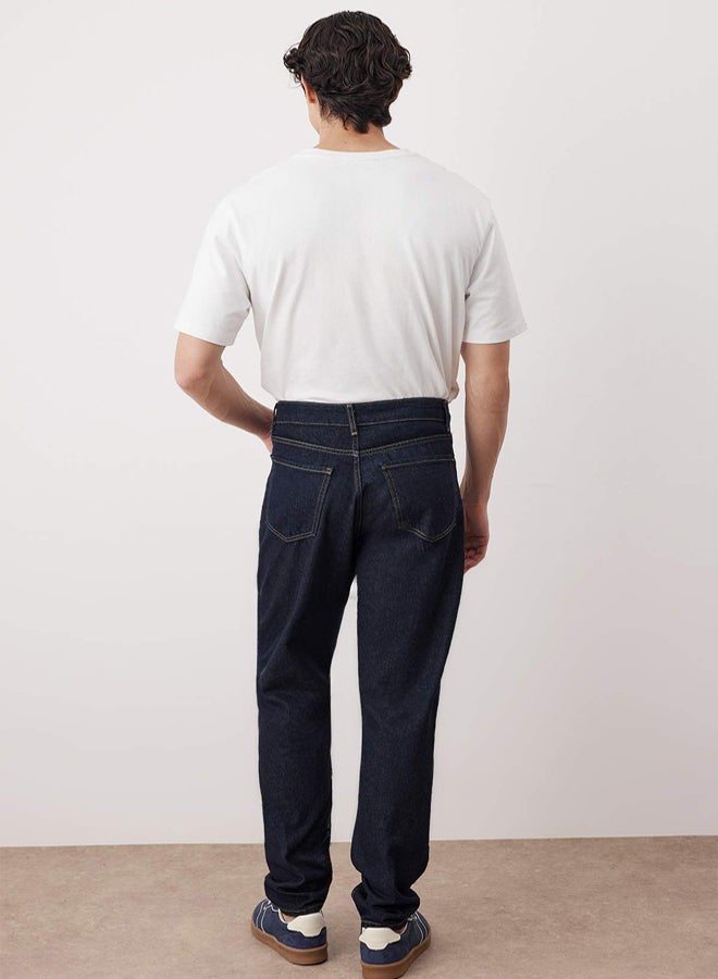 trendyol Dark Navy Essential Fit Tobacco Stitched Jeans Jeans Pants - Image 4