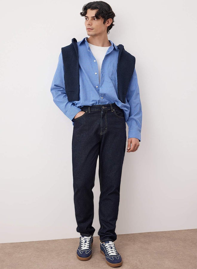 trendyol Dark Navy Essential Fit Tobacco Stitched Jeans Jeans Pants - Image 2