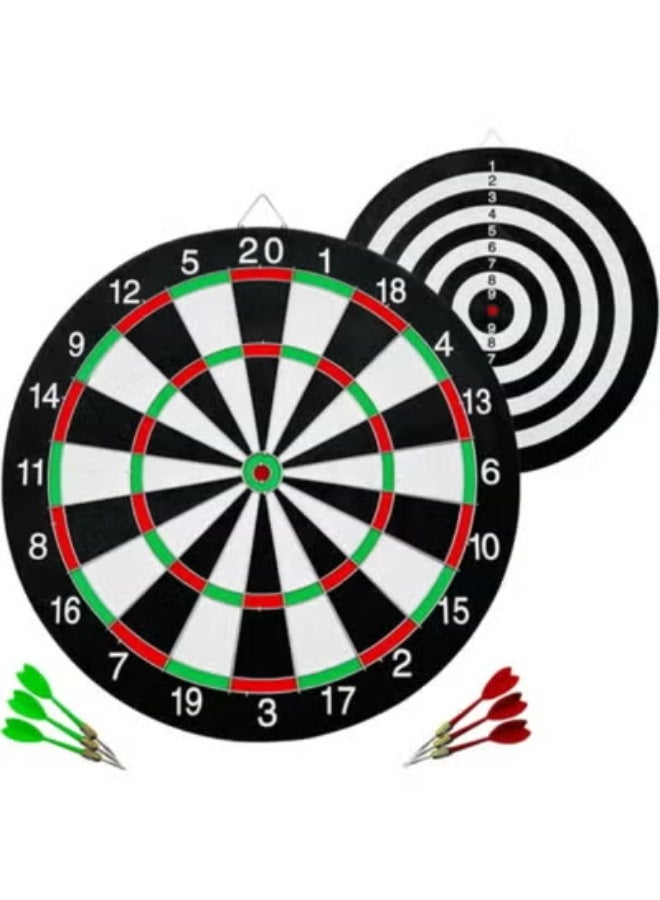 لوحة سهام مزدوجة الجانبين مقاس 15 بوصة مع 6 سهام من الفولاذ والبلاستيك - Image 1