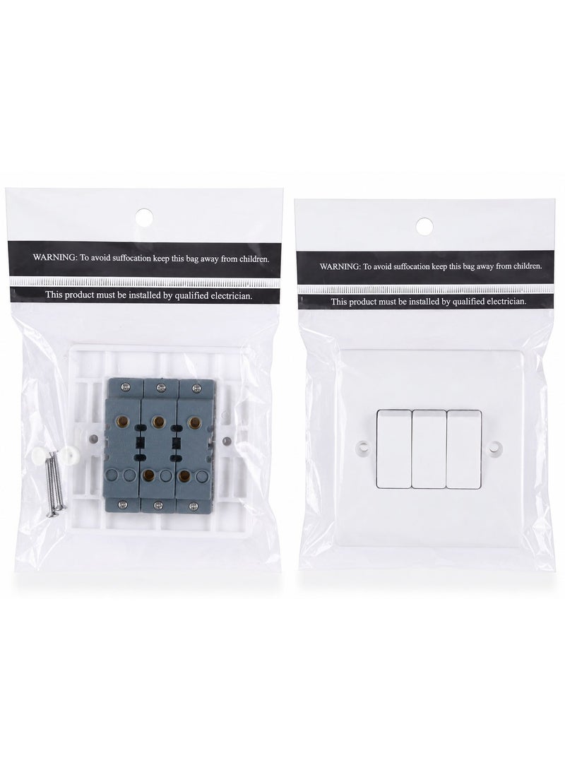 ADMORE 3 Gang 1 Way Wall Light Switch, White Triple Rocker On/Off Switch, 16A 250V Flush-Mount Electrical Switch Plate for Home, Office, Bedroom, Kitchen, Hallway and Shop - Image 4