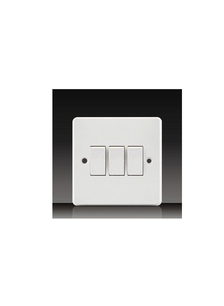 ADMORE 3 Gang 1 Way Wall Light Switch, White Triple Rocker On/Off Switch, 16A 250V Flush-Mount Electrical Switch Plate for Home, Office, Bedroom, Kitchen, Hallway and Shop - Image 5