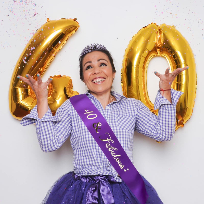 CIEHER Purple 40th Birthday Celebration Kit - 40th Birthday Sash and Tiara Set, Party Favors, Decorations and Cake Topper - Image 2