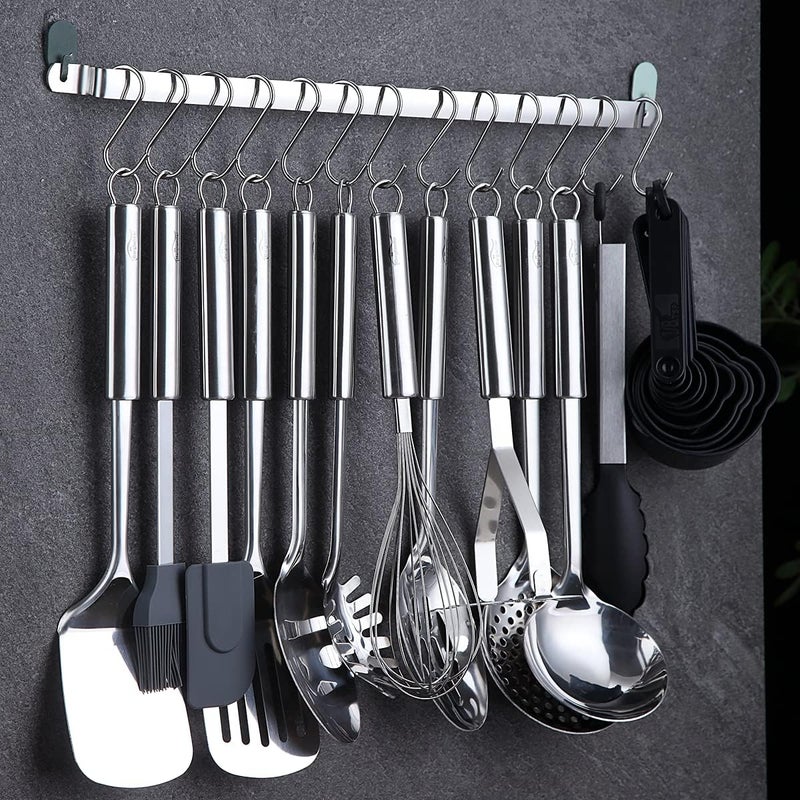 Berglander Kitchen Utensils Set 38 Pieces Stainless Steel Cooking Utensils Set Kitchen Gadgets Cookware Kitchen Tool Set with Utensil Holder Rack And Hooks For Hanging Dishwasher Safe - Image 3