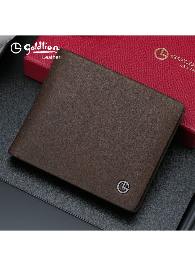 Goldlion Men's Wallet, Short Leather Billfold, Bifold Wallet With Multiple Card Slots, Gift Box, Birthday Present - Image 1