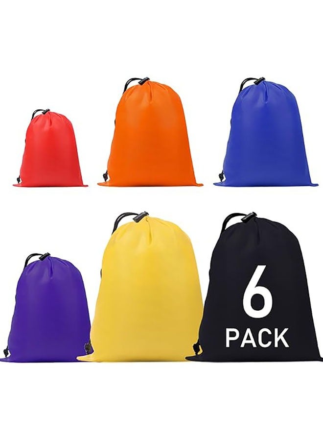 YelaJoy 6 Pack Waterproof Drawstring Bag,Toy Storage Bag,DIY Draw String Backpack,3 Size Sack Nylon Bag Ditty Bag for Gym Traveling, Hiking, Yoga, Shopping,Back to School(15x20cm, 23x30cm,22x45cm,Each Size 2 Pack) - Image 1