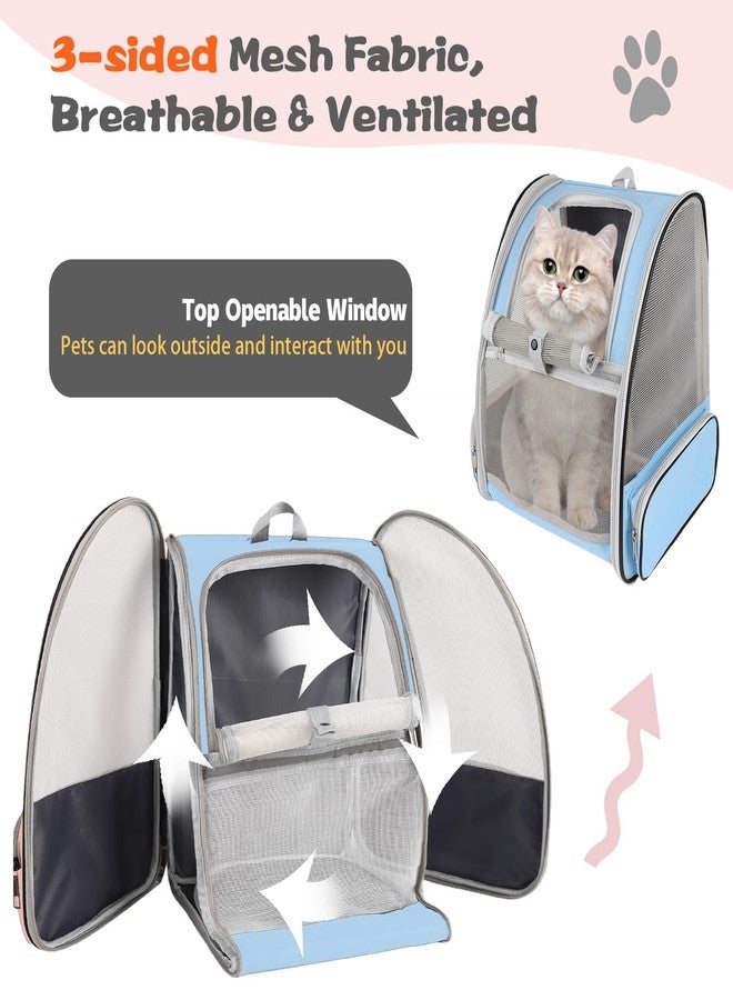 Miaoaws Cat Backpack Carrier,Pet Carrier Airline Approved for Small Dog Cat Puppy Kitten Bunny,Ventilated Mesh Design Animal Backpack for Hiking Camping Travel Bag (Blue) - Image 3