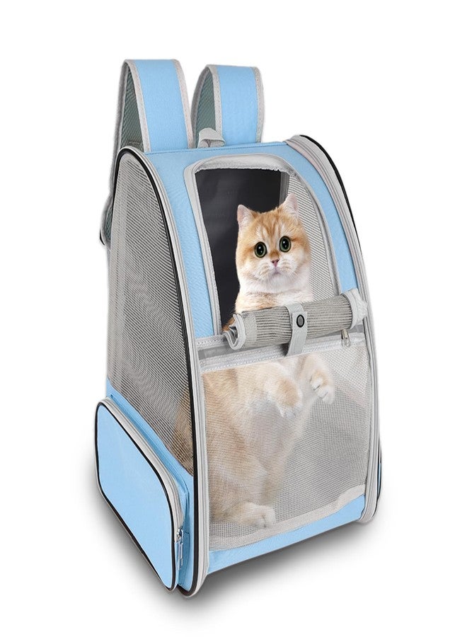 Miaoaws Cat Backpack Carrier,Pet Carrier Airline Approved for Small Dog Cat Puppy Kitten Bunny,Ventilated Mesh Design Animal Backpack for Hiking Camping Travel Bag (Blue) - Image 1