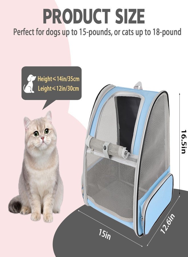 Miaoaws Cat Backpack Carrier,Pet Carrier Airline Approved for Small Dog Cat Puppy Kitten Bunny,Ventilated Mesh Design Animal Backpack for Hiking Camping Travel Bag (Blue) - Image 2