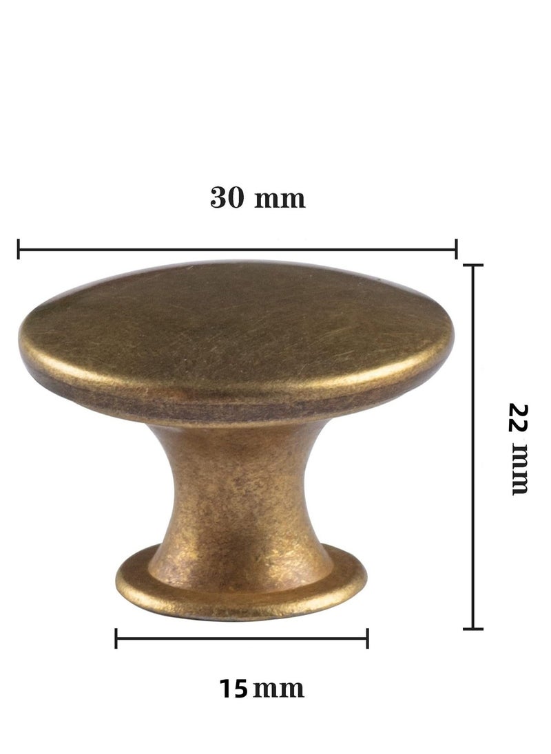 6 Pack Delicate Design Round Antique Brass Kitchen Cabinet Knobs Cupboard Door Knobs Yellow Bronze Drawer Handle Pulls Dresser Knobs  - Image 3