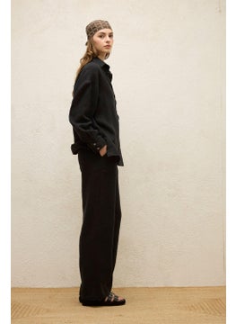 Manuka Linen Oversized Button Down Shirt Black  - Image 5