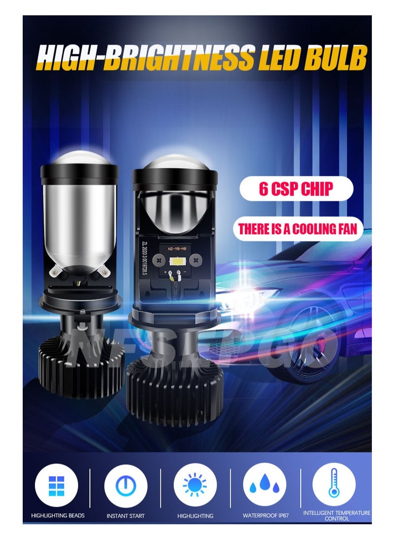 Loquat Canbus 90W Spotlight H4 Laser Lamp H4 LED Mini Projector Lens Automotive LED Headlight Bulb 20000LM High Beam Low Beam Headlamp - Image 2