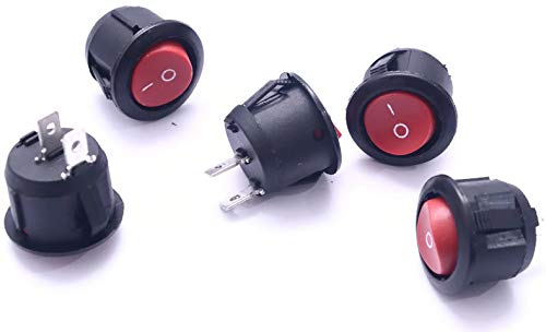 Electronicspices Electronic Spices PACK OF 10 Red Light SPST 2-Pin ON/Off Round Boat Rocker Switch AC 6A 250V 10A 125V - Image 5