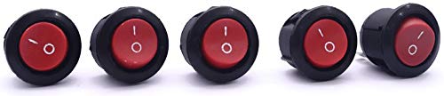Electronicspices Electronic Spices PACK OF 10 Red Light SPST 2-Pin ON/Off Round Boat Rocker Switch AC 6A 250V 10A 125V - Image 2
