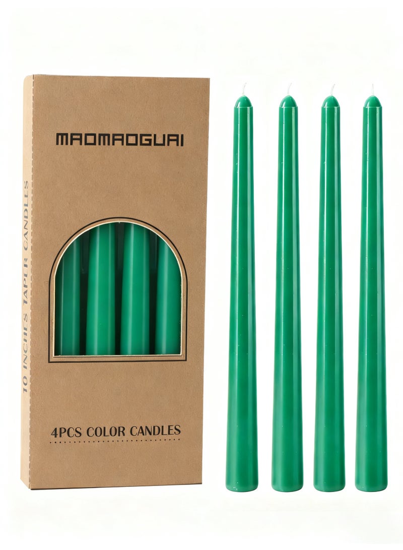 10 Inch Dark Green Taper Candles - 4 Pack, Fits All Candle Holders, Dripless Smokeless Candles for Dinner Table Wedding Decoration Valentine's Day Home Decor - 8-10 Hours Burning Time​ - Image 5