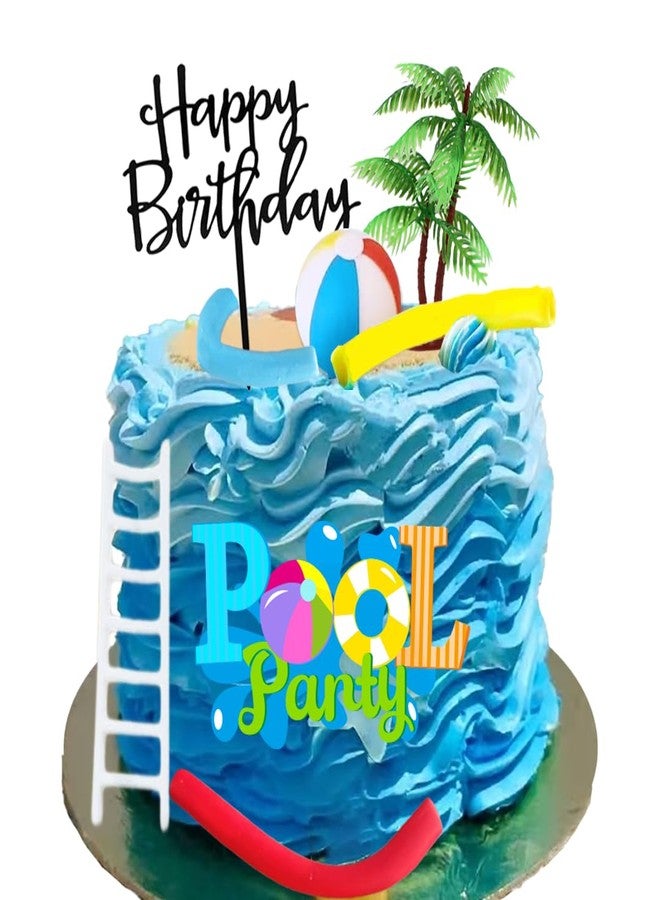 GmakCeder Pool Party Cake Topper for Summer Birthday Theme Cake - Image 1