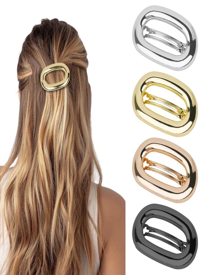 Amariver Hair Barrettes for Women 4pcaks Metal Hair Clips French Hair Barrette Clip for Girls Vintage Hair Clips Gold Silver Rose Gold Gun-black Barrettes Stylish Hair Accessories for Women Girls - Image 1