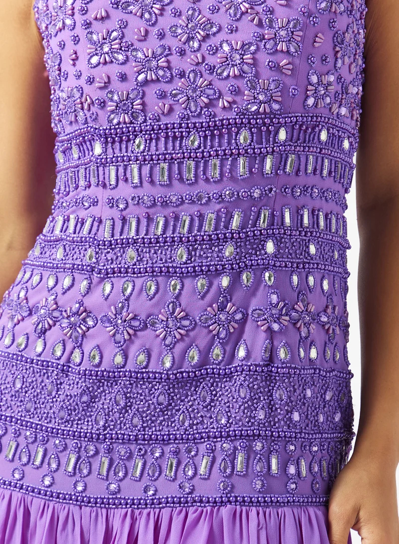 Namshi x  Bandeau Bead Embellished Drop Waist Evening Gown for Women | Best Price UAE