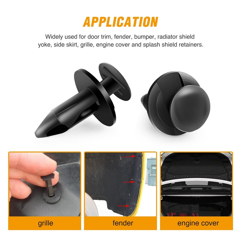 GOOACC 400PCS Universal Plastic Fender Clips, Push Bumper Fastener Rivet Clips Compatible for GM Ford Chrysler Toyota Honda, with 6 Most Popular Sizes - Image 3