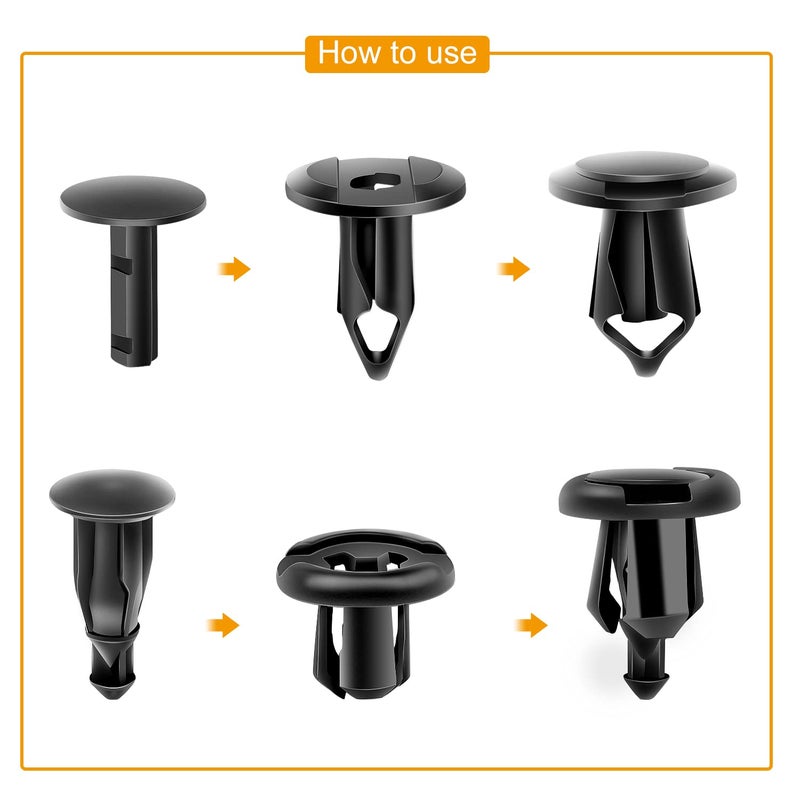 GOOACC 400PCS Universal Plastic Fender Clips, Push Bumper Fastener Rivet Clips Compatible for GM Ford Chrysler Toyota Honda, with 6 Most Popular Sizes - Image 5