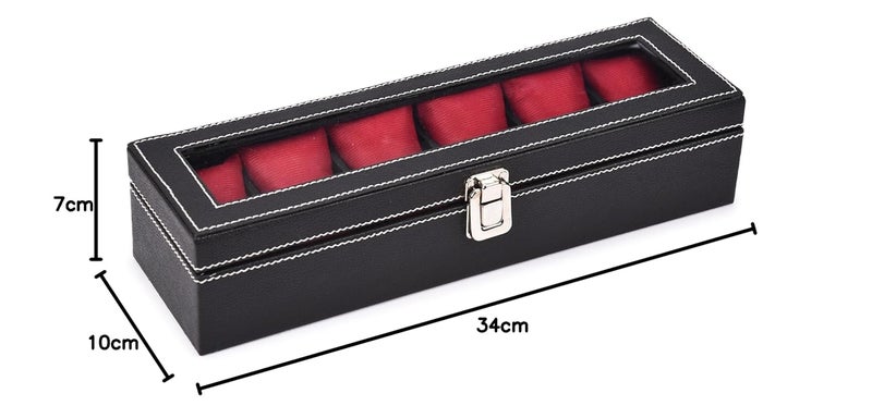 STORESHINE Men's and Women's Leatherette Watch organizer holder Case for 6 Watches in Black Maroon Color, Removable Watch Pillows, Watch Box Holder, Gift for Loved Ones - Image 5