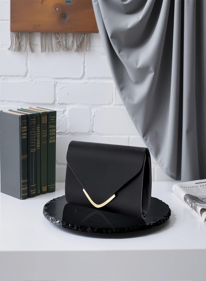 Larcenciel Black Clutch Purse for Women, Trendy Vegan Leather Envelope Evening Bags with Chain, Fashion Party Bags Formal Bride Dress Purse Ladies Crossbody Shoulder Handbag for Wedding Cocktail Prom - Image 3