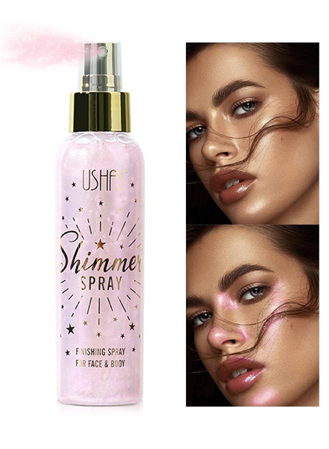Ushas Shimmer Spray, Long-lasting Body Shimmer Spray 110 ml, Face And Body Pearlizing Setting Spray, Birthday Party Festival Shimmer #01 - Image 1