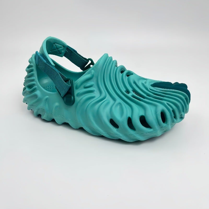 Fingerprint-Print Perforated Shoes: Unisex Casual Non-Slip Slippers for Outdoor Beach  Use