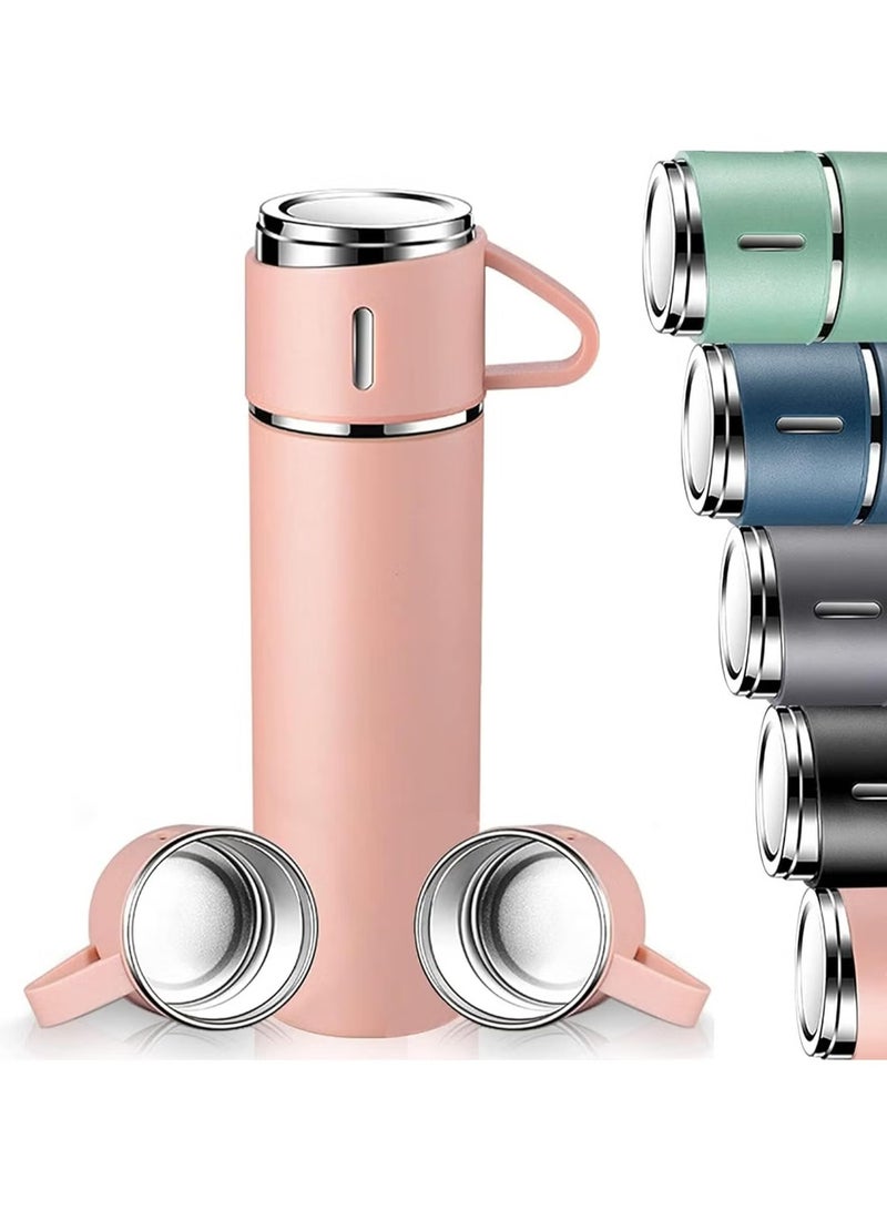 TIGER 500ml Stainless Steel Vacuum Thermos Flask with Silicone Handle – Insulated Water Set with 2 Stainless Steel Cups for Hot & Cold Drinks – Ideal for Outdoor Travel, Camping, Hiking | Gift Box Set (2 PACK) PINK - Image 2