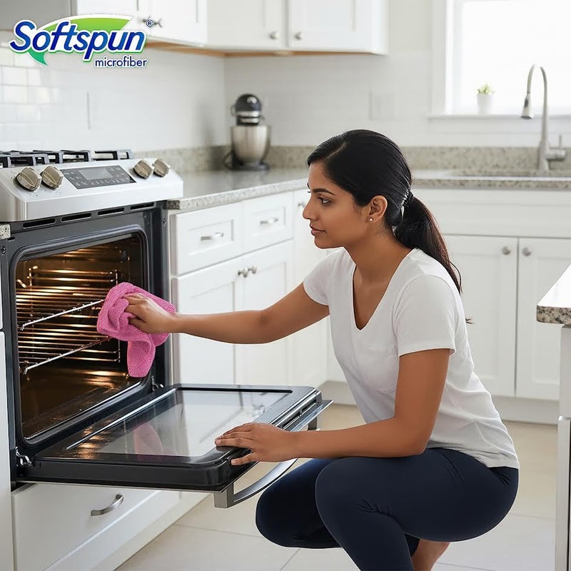 SOFTSPUN Microfiber Cleaning Cloths, 340gsm 40X40cm 4pcs Multi-Colour! Highly Absorbent Lint and Streak Free Multi-Purpose Wash Cloth for Kitchen Window Stainless Steel Silverware. - Image 5