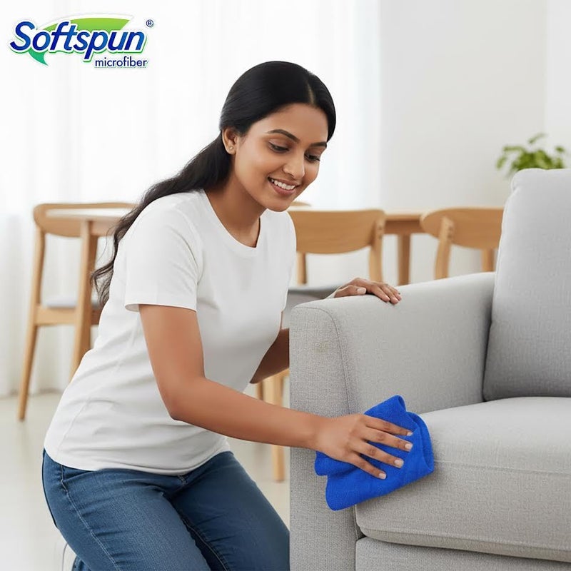 SOFTSPUN Microfiber Cleaning Cloths, 340gsm 40X40cm 4pcs Multi-Colour! Highly Absorbent Lint and Streak Free Multi-Purpose Wash Cloth for Kitchen Window Stainless Steel Silverware. - Image 3