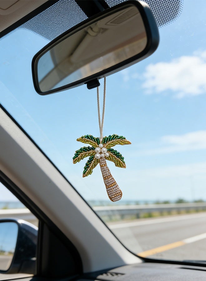 سلسلة مفاتيح على شكل شجرة نخيل بمناسبة اليوم الوطني السعودي، مصنوعة يدوياً بأناقة من خرز لامع وملون، تُستخدم كسلسلة مفاتيح، أو إكسسوار للحقائب، أو زينة للسيارة، هدية رائعة للنساء - Image 4